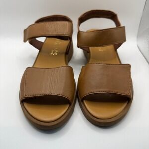 Hotter Tan Leather Comfort Platform Sandals Adjustable UK 6/ US 8-8.5 Womens